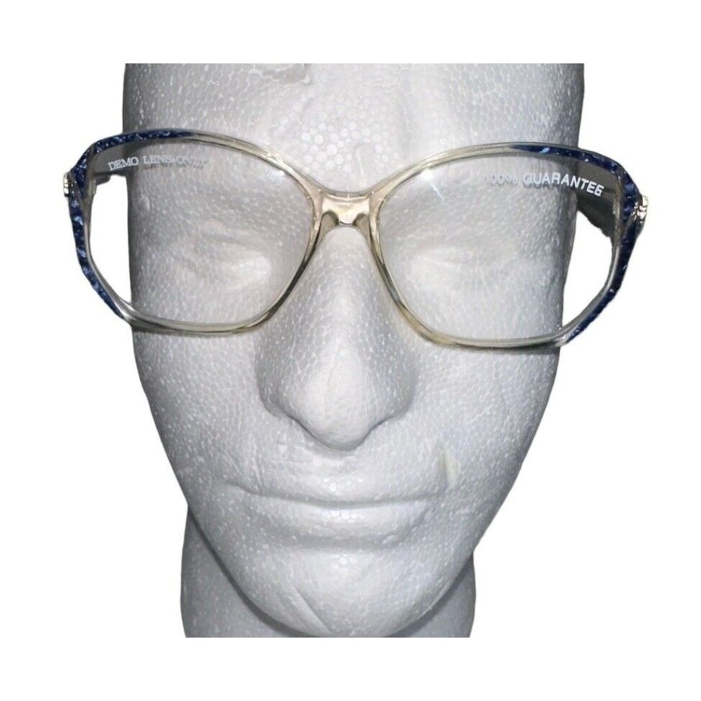 Vintage Womens Silver Dollar Eyeglass Frames Joyce 140 MM Blue Silvertone